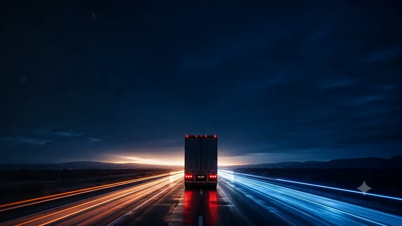 Truck driving toward the horizon